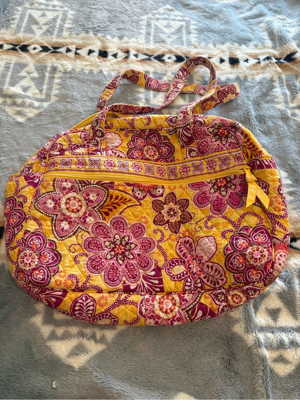 Vera Bradley Yellow and Pink Quilted Floral duffle bag